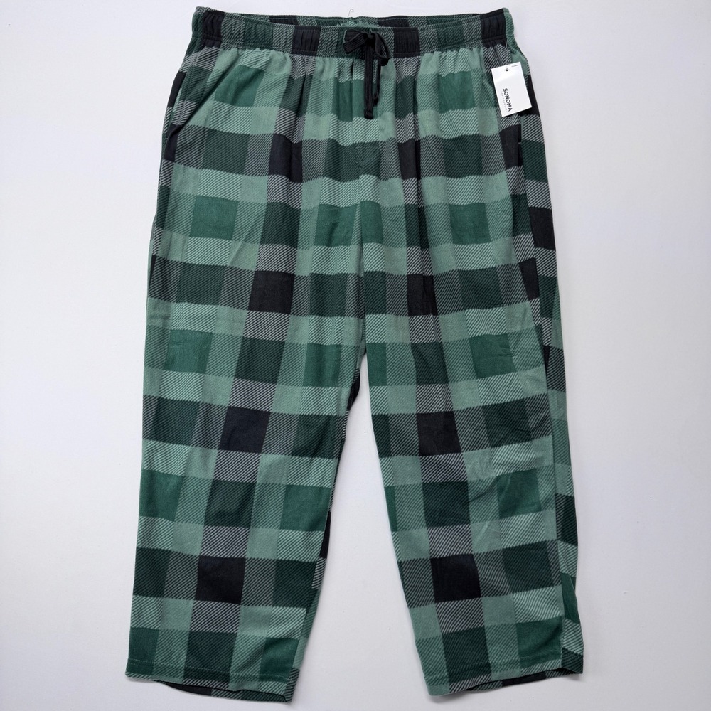 Sonoma Men 2XB Green Black Buffalo Plaid Microfleece Pajama Pants Big & Tall NEW